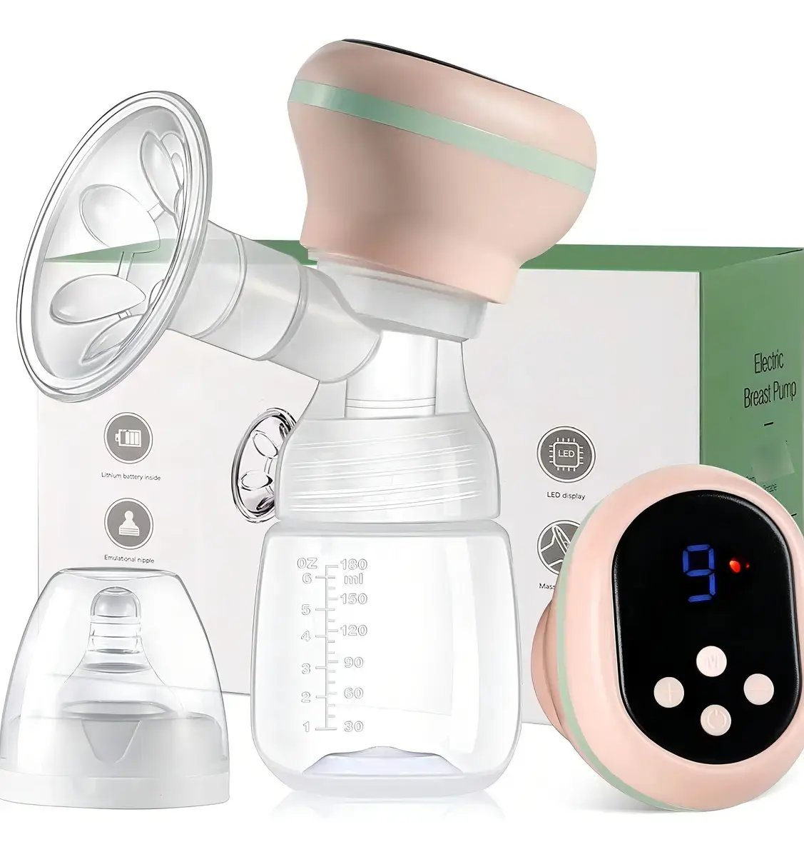 Extractor de leche eléctrico Breast Bump RH-289 rosa pálido con almohadilla de silicona