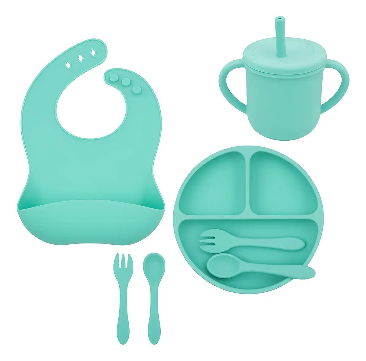 Set De Vajilla Para Bebes Siliconada 8 Piezas Importado
