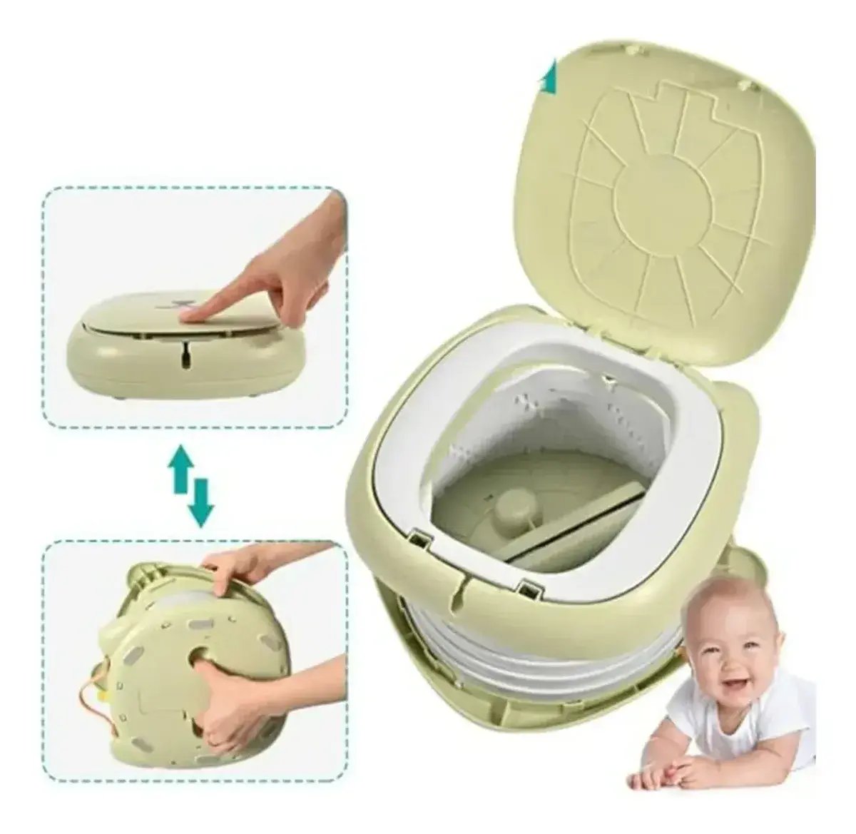 Vasenilla Portátil Plegable Con Tapa Para Niños Y Bebés